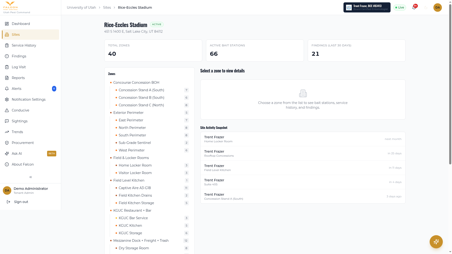 Live Site View — Utah Pest Command portal